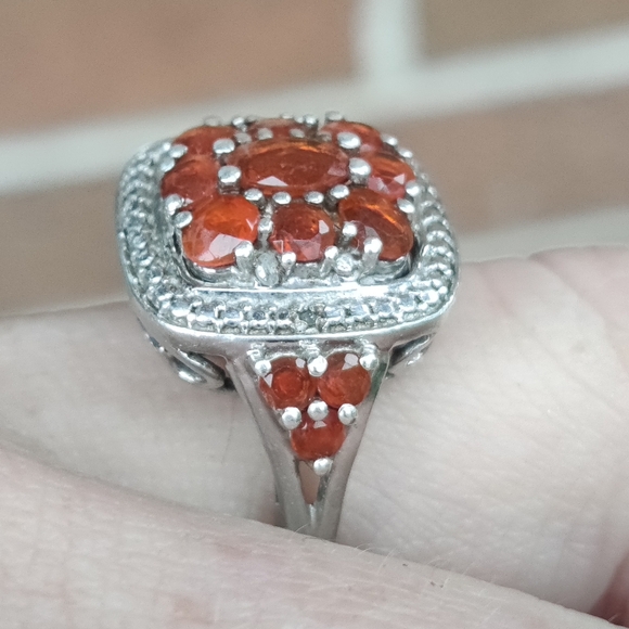 Retired Sterling Chuck Clemency QVC Orange Sapphire Ring - Picture 2 of 7